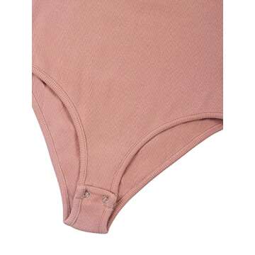 Fashion Bodysuit for Women Cute Sleeveless Halter High Neck Racerback Fitted Ribbed Knit Tank Tops Thong Leotard Bodysuits Pink Medium