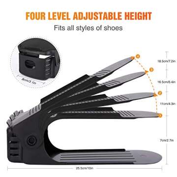 YIHATA Shoe Slots Organizer,20 Pack Shoe Rack Adjustable Shoe Stacker Space Saver,Double Deck Shoe Rack Holder for Closet Organization (Black)