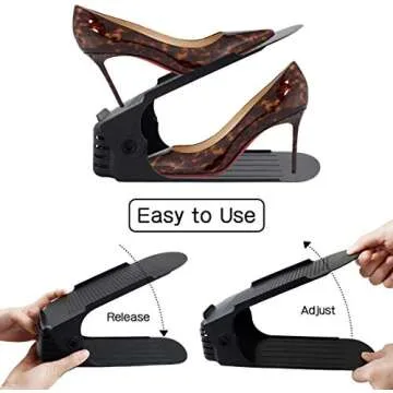 YIHATA Shoe Slots Organizer,20 Pack Shoe Rack Adjustable Shoe Stacker Space Saver,Double Deck Shoe Rack Holder for Closet Organization (Black)