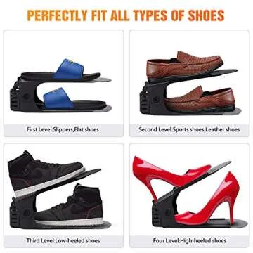 YIHATA Shoe Slots Organizer,20 Pack Shoe Rack Adjustable Shoe Stacker Space Saver,Double Deck Shoe Rack Holder for Closet Organization (Black)