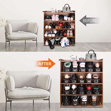 YIHATA Shoe Slots Organizer,20 Pack Shoe Rack Adjustable Shoe Stacker Space Saver,Double Deck Shoe Rack Holder for Closet Organization (Black)