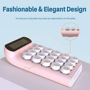 Mechanical Switch Calculator,Handheld for Daily and Basic Office,10 Digit Large LCD Display (Pink)