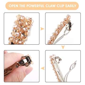 7 Pack Elegant Rhinestone Hairpins - Sparkly Glitter Crystal Hair Clips, French Vintage Style Bridal Accessories for Women, Teens, Girls, Hair Styling