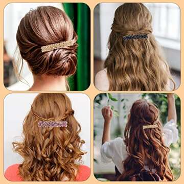 7 Pack Elegant Rhinestone Hairpins - Sparkly Glitter Crystal Hair Clips, French Vintage Style Bridal Accessories for Women, Teens, Girls, Hair Styling