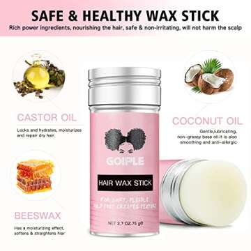 Wax Stick for Hair, Pomade Long-Lasting Wax, Smoothing & Slick Stick for Wigs, Styling Waxes for Fly...