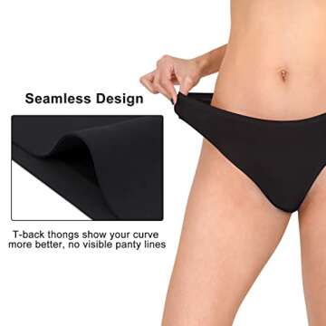 Sunm Boutique 6 Pack Womens Seamless Thongs Underwear Low Rise No Show Thong Panties
