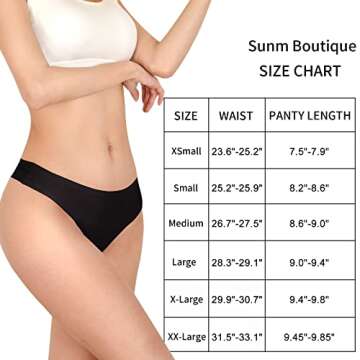 Sunm Boutique 6 Pack Womens Seamless Thongs Underwear Low Rise No Show Thong Panties