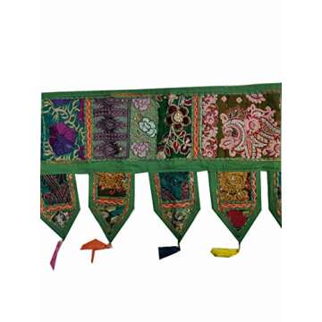 ICC valances for Windows Toran Cotton Vintage Patchwork Door Hanging Valance Window Hand Embroidered...