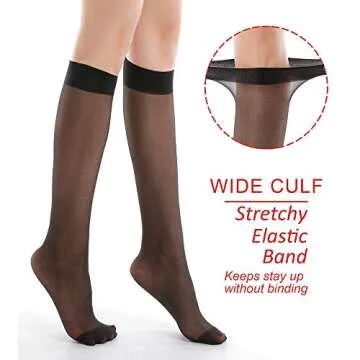 G&Y 9 Pairs Knee High Pantyhose with Reinforced Toe - 20D Nylon Stockings for Women,Black