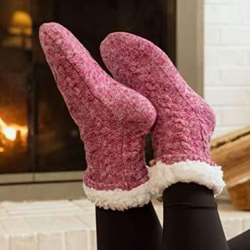 Tough Land Women’s Cozy Slipper Socks with Grippers