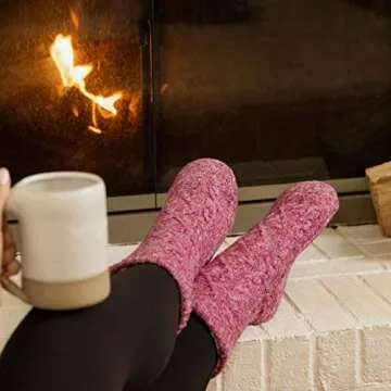 Tough Land Women’s Cozy Slipper Socks with Grippers