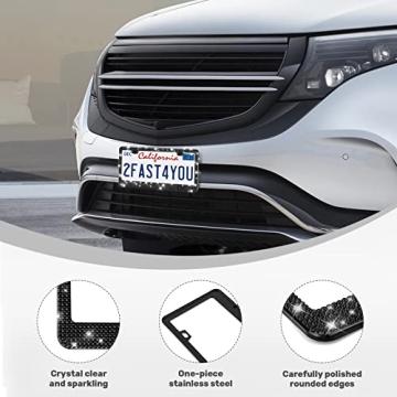 Stainless Steel Bling License Plate Frame - 2 Pack