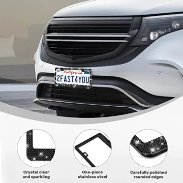 Stainless Steel Bling License Plate Frame - 2 Pack