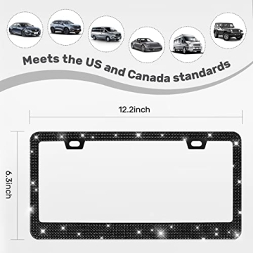 Stainless Steel Bling License Plate Frame - 2 Pack