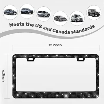 Stainless Steel Bling License Plate Frame - 2 Pack