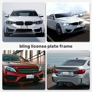 Stainless Steel Bling License Plate Frame - 2 Pack