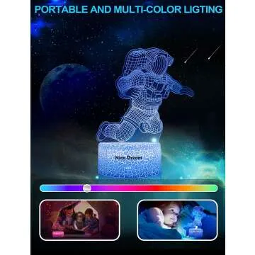 Astronaut 3D Night Light - Color Changing Lamp for Kids