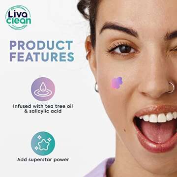 LivaClean 240 CT Holographic Cute Acne Patches - Space Edition w/Salicylic Acid & Tea Tree Oil for Face - Hydrocolloid Star Pimple Patches