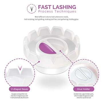 Teenitor Eyelash Blossom Cups & Glue Holder Kit - 200 Pack