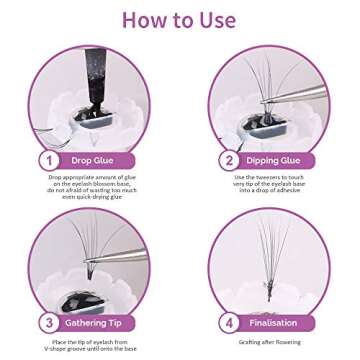 Teenitor Eyelash Blossom Cups & Glue Holder Kit - 200 Pack