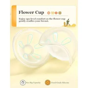 BIOBOO Hug Spa-Level Breast Pump Hands Free, Including Replacement Accessories, Hands Free Breast Pump, Double-Sealed Flower Flange - 24mm, 2 Pack