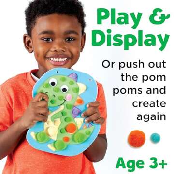 Creativity for Kids Pom Pom Pictures: Dinosaurs - Toddler Learning Toys, Sensory Play for Ages 3+