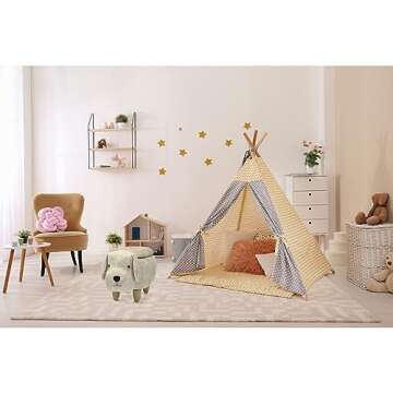 Critter Sitters 15-In. Seat Height Light Gray Dog Animal Shape Storage Ottoman, Foot Stool for Nursery, Bedroom, Playroom, and Living Room Decor, Childrens Furniture