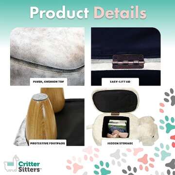 Critter Sitters 15-In. Seat Height Light Gray Dog Animal Shape Storage Ottoman, Foot Stool for Nursery, Bedroom, Playroom, and Living Room Decor, Childrens Furniture