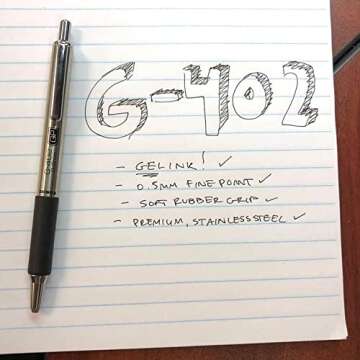 Zebra Pen G-402 Stainless Steel Retractable Gel Pen - 0.5mm Fine Point, Blue & Black Ink, 4-Pack wit...