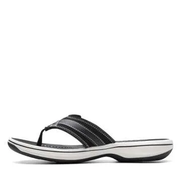 Clarks Women's Breeze Sea Flip-Flop, Black Synthetic, 10