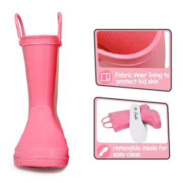 K KomForme Kids Rain Boots Waterproof Adventure Ready