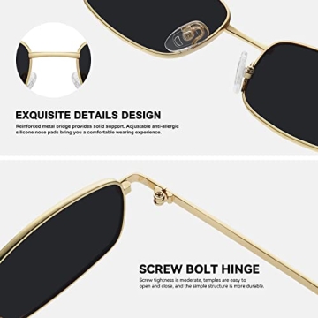 Fozono Rectangle Sunglasses: 90s Retro Chic with UV Protection