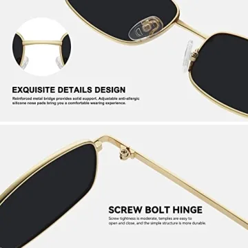Fozono Rectangle Sunglasses: 90s Retro Chic with UV Protection