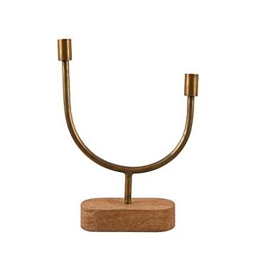 Main + Mesa Asymmetrical Wood and Metal Candle Holder