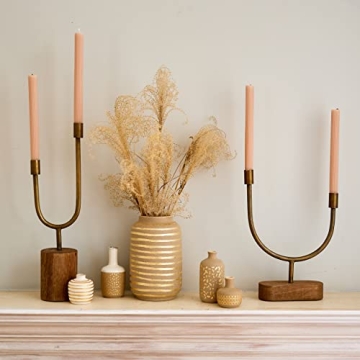Main + Mesa Asymmetrical Wood and Metal Candle Holder