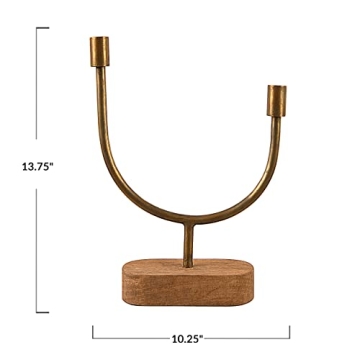 Main + Mesa Asymmetrical Wood and Metal Candle Holder