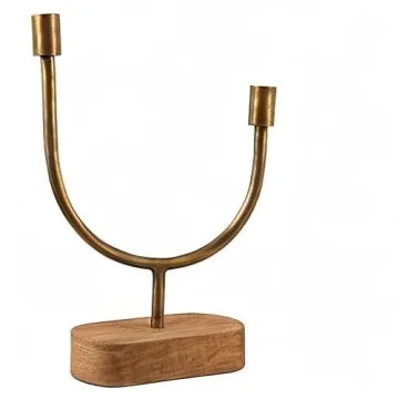 Main + Mesa Asymmetrical Wood and Metal Candle Holder