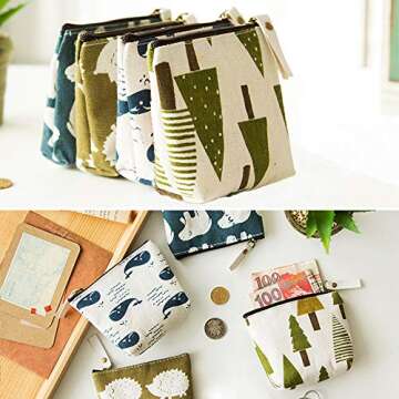 AUHOKY 12Pcs Canvas Pencil Case Set - Forest Styles