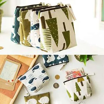 AUHOKY 12Pcs Canvas Pencil Case Set - Forest Styles