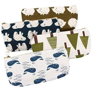 AUHOKY 12Pcs Canvas Pencil Case Set - Forest Styles