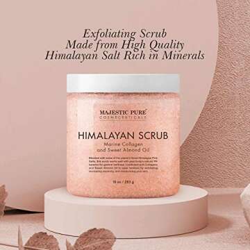 MAJESTIC PURE Himalayan Pink Salt Body Scrub with Collagen and Sweet Almond Oil | Exfoliating Body S...