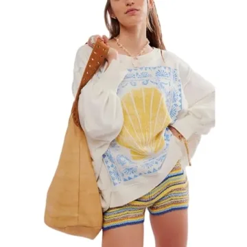 Amiblvowa Dupes Graphic Oversized Sweatshirt for Women Y2k Long Sleeve Crewneck Drop Shoulder Loose ...