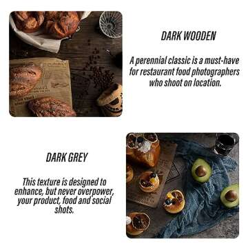 BEIYANG 2 PCS Photo Backdrop Boards with 2 PCS Bracket for Flat Lay or Food Photography Background, Durable Waterproof Realistic Photo Backgrounds for Product Photography 24x24in