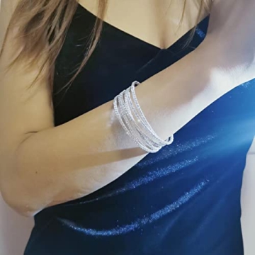 Sparkling Multilayer Rhinestone Cuff Bracelet for Women