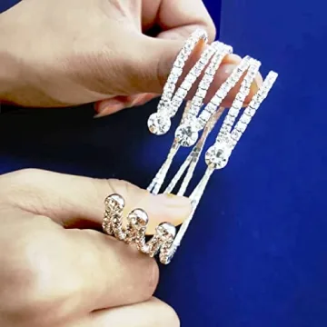 Sparkling Multilayer Rhinestone Cuff Bracelet for Women