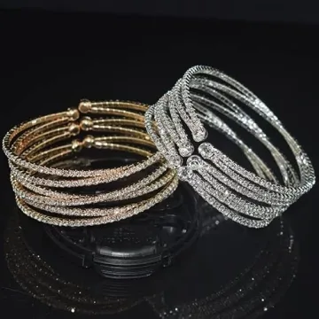 Sparkling Multilayer Rhinestone Cuff Bracelet for Women