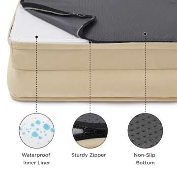 Bedsure Orthopedic Dog Bed for Medium Dogs - Waterproof Dog Sofa Beds Medium, Supportive Foam Pet Couch Bed with Removable Washable Cover, Waterproof Lining and Nonskid Bottom, Light Khaki