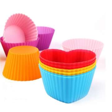 Silicone Baking Cups Muffin Cupcakes Liners Molds Sets in Storage Container Silicone Lunch Box Divid...