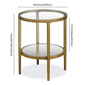 Henn&Hart 20" Wide Round Side Table with Mirror Shelf