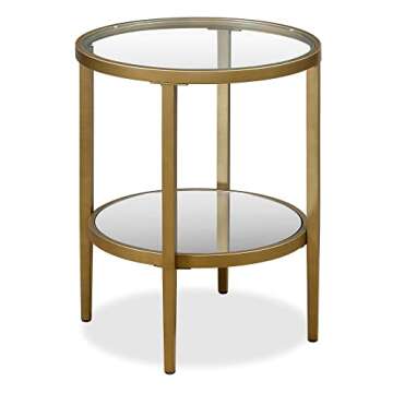 Henn&Hart 20" Wide Round Side Table with Mirror Shelf